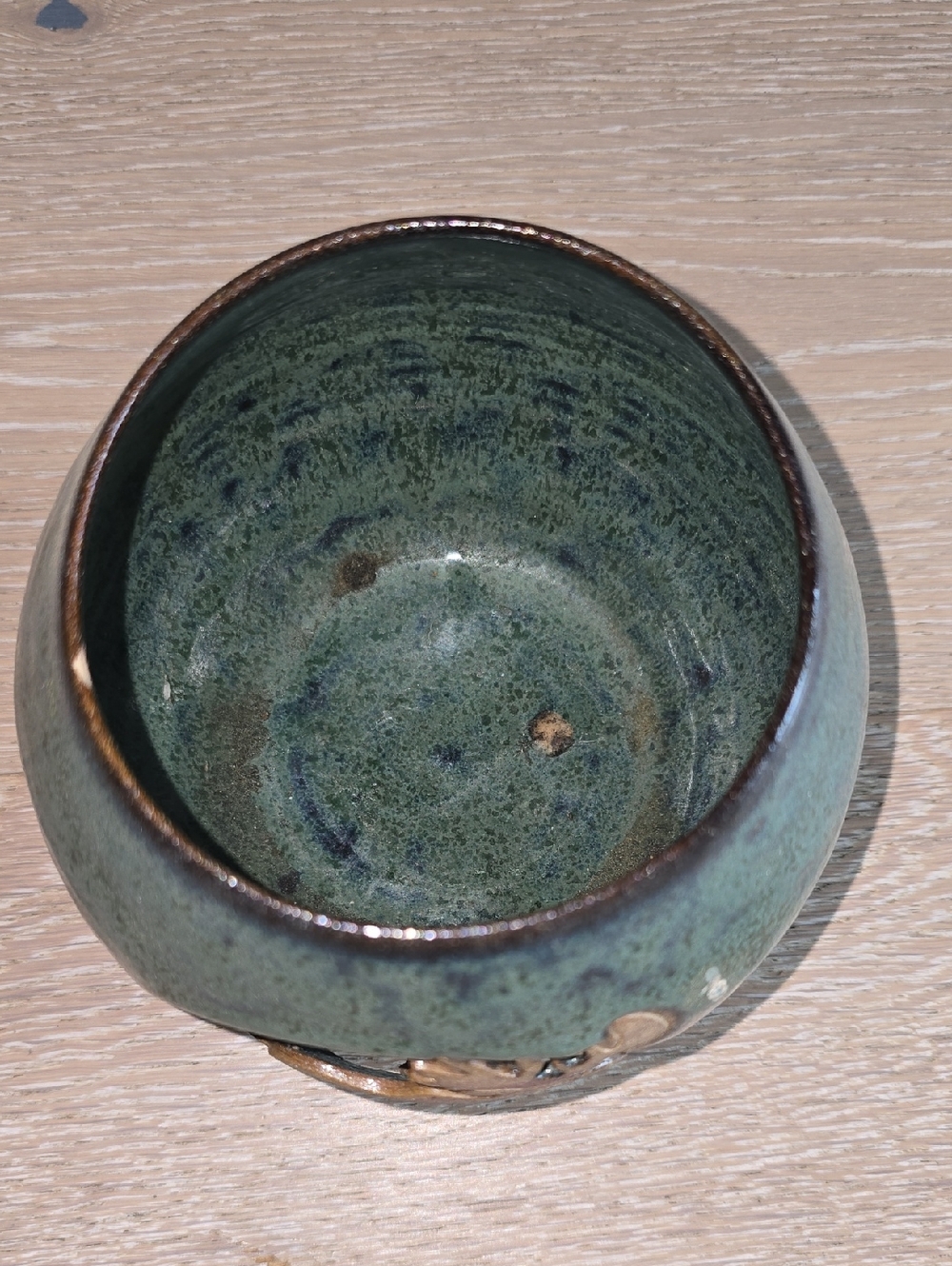 Rustic Green Handmade Glazed Ceramic Votive with Moose Cutout - Picture 4 of 16